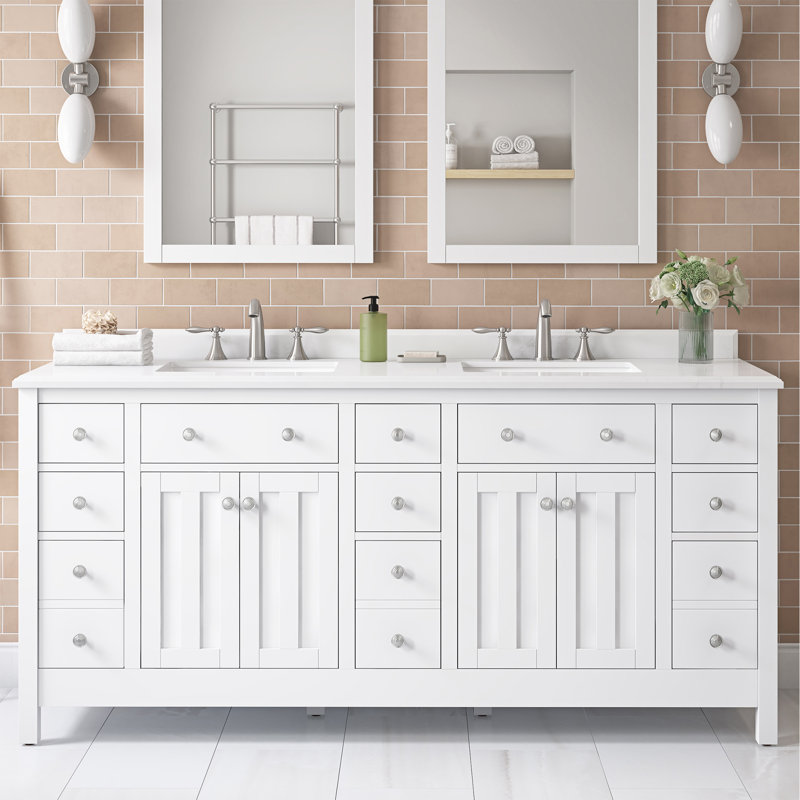 Ove Decors Newcastle 72'' Double Bathroom Vanity with Engineered Marble